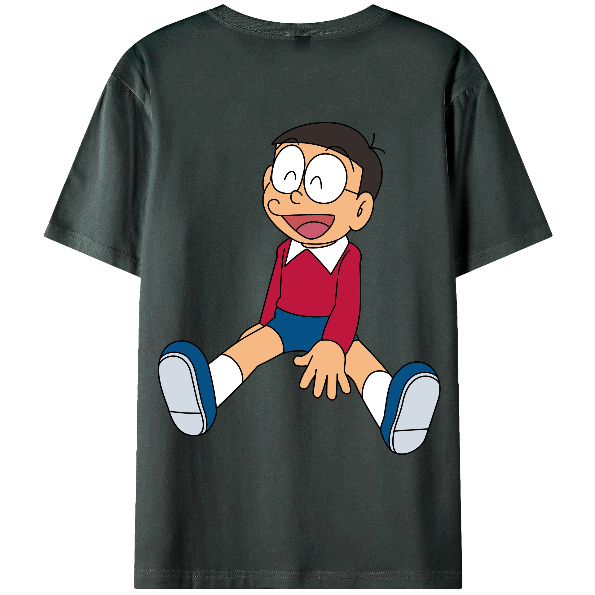 （画像用） ドラえもん 野比 のび太 Doraemon Nobita Nobi 綿100％ メンズ半袖Tシャツ（バックプリント） 通気性